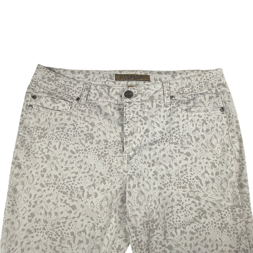 Liverpool Jeans Chic Tan Leopard Print Straight Leg Pants Womens 32/14 LM1005P50